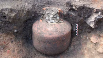 Descubren en un pequeño pueblo de Francia unas “alcancías” de hace 1.800 años repletas de monedas romanas cuidadosamente enterradas en el suelo de una antigua casa