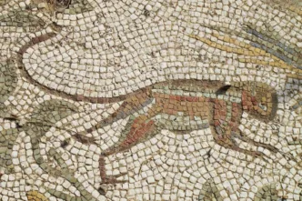 Representación de un mono en un mosaico de una villa romana | Planeta 16 Representación de un mono en un mosaico de una villa romana